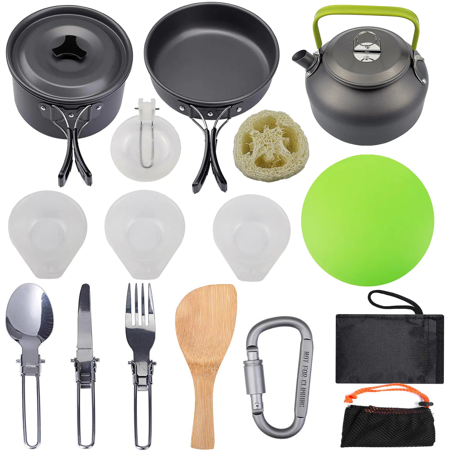 Outdoor Camping Cookware Set with Teapot and Kettle