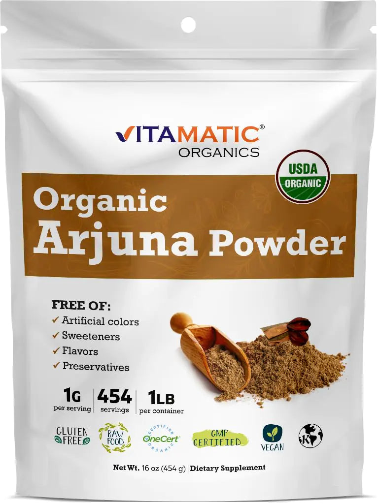 Vitamatic Certified USDA Organic Arjuna Bark Powder 1 Pound (16 Ounce)
