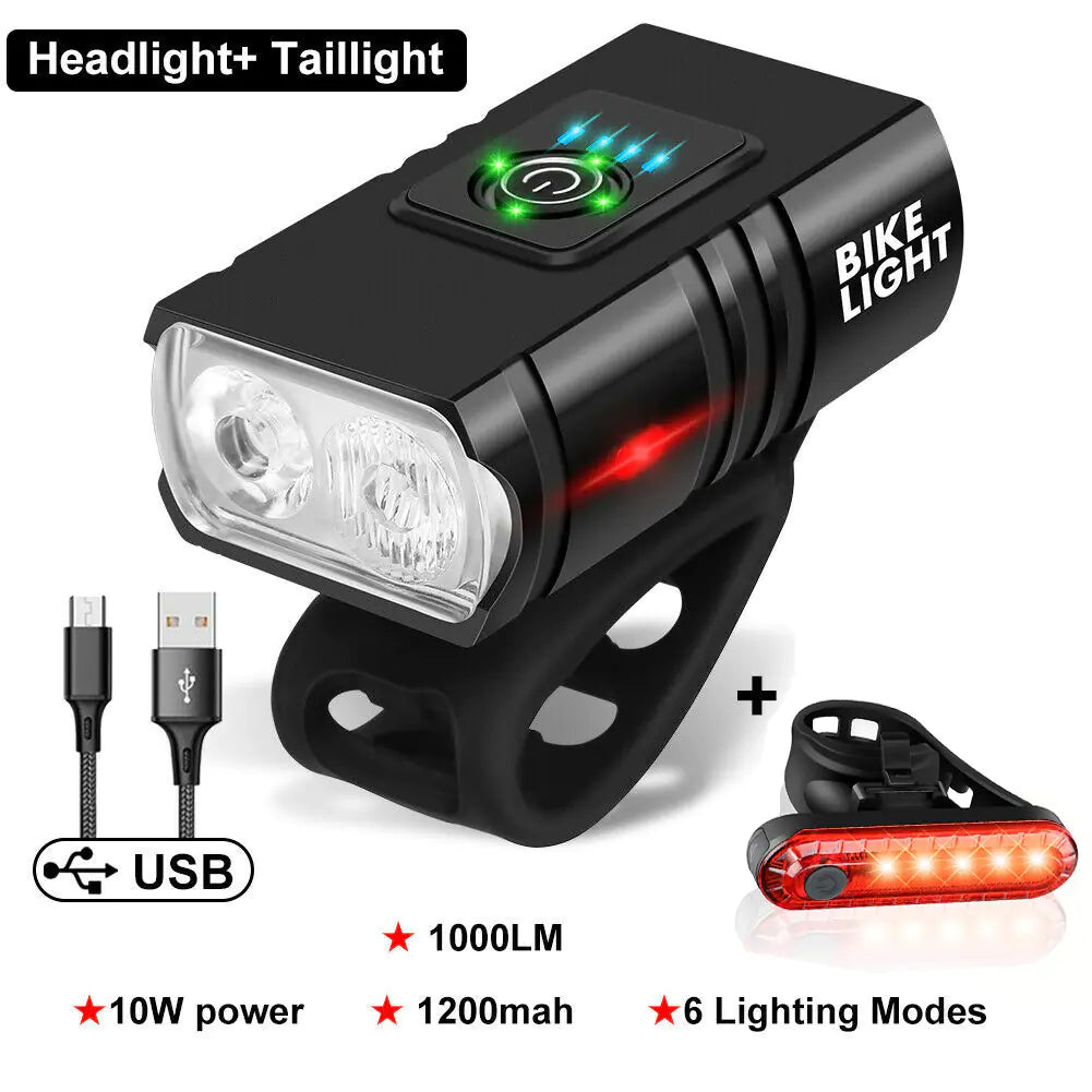 USB Rechargeable Aluminum Bicycle Front Light with Display