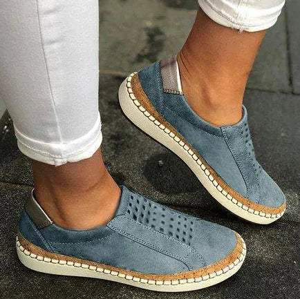 Breathable Flat Sneakers - Casual Athletic Leather Shoes