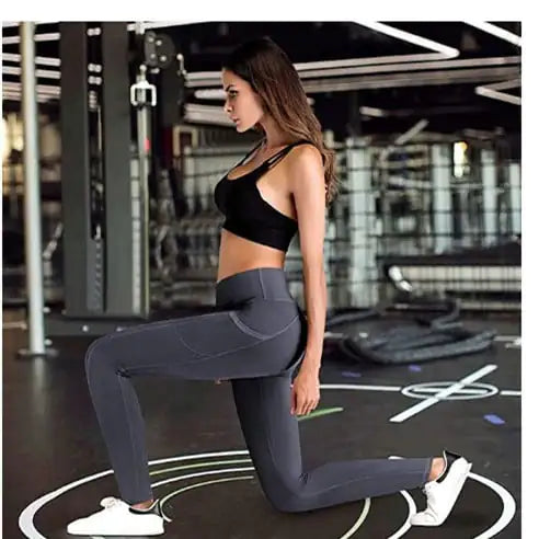 High-Waist Sports Trousers with Pockets for Fitness