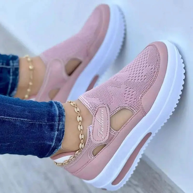 Women's Casual Platform Sneakers - Breathable Mesh Tennis