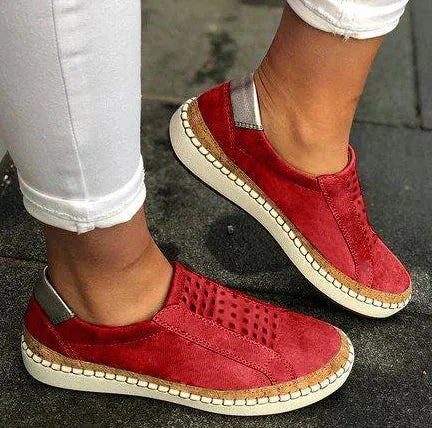 Breathable Flat Sneakers - Casual Athletic Leather Shoes