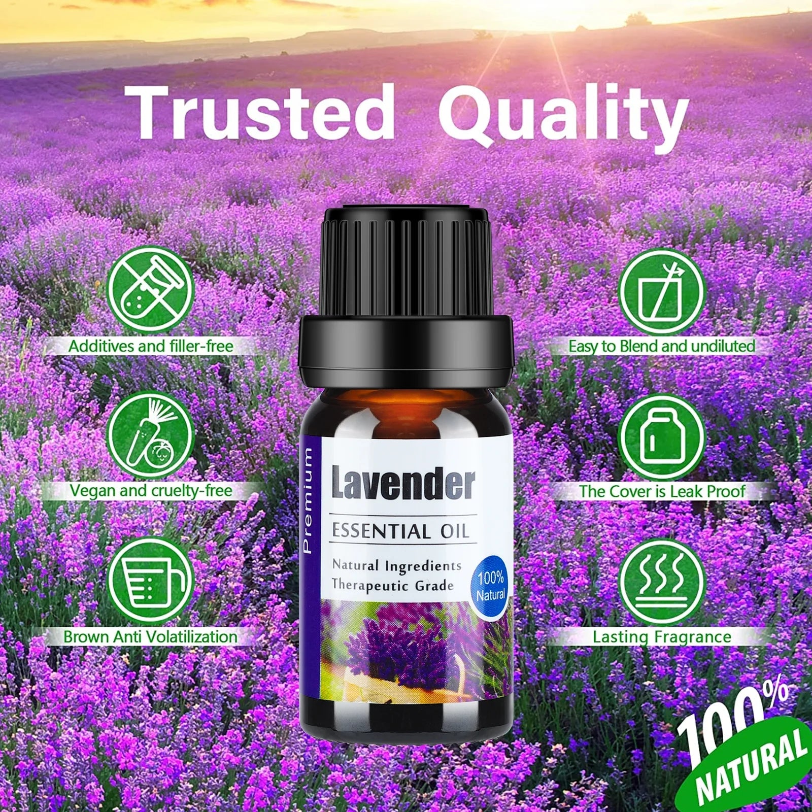 Essential Oils Set for Diffusers - Home Aromatherapy Oils Gift Set, 100% Natural Diffusers Oil Scents for Home, 6X10Ml (Lavender, Eucalyptus, Lemon Grass, Sweet Orange, Peppermint, Tea Tree)