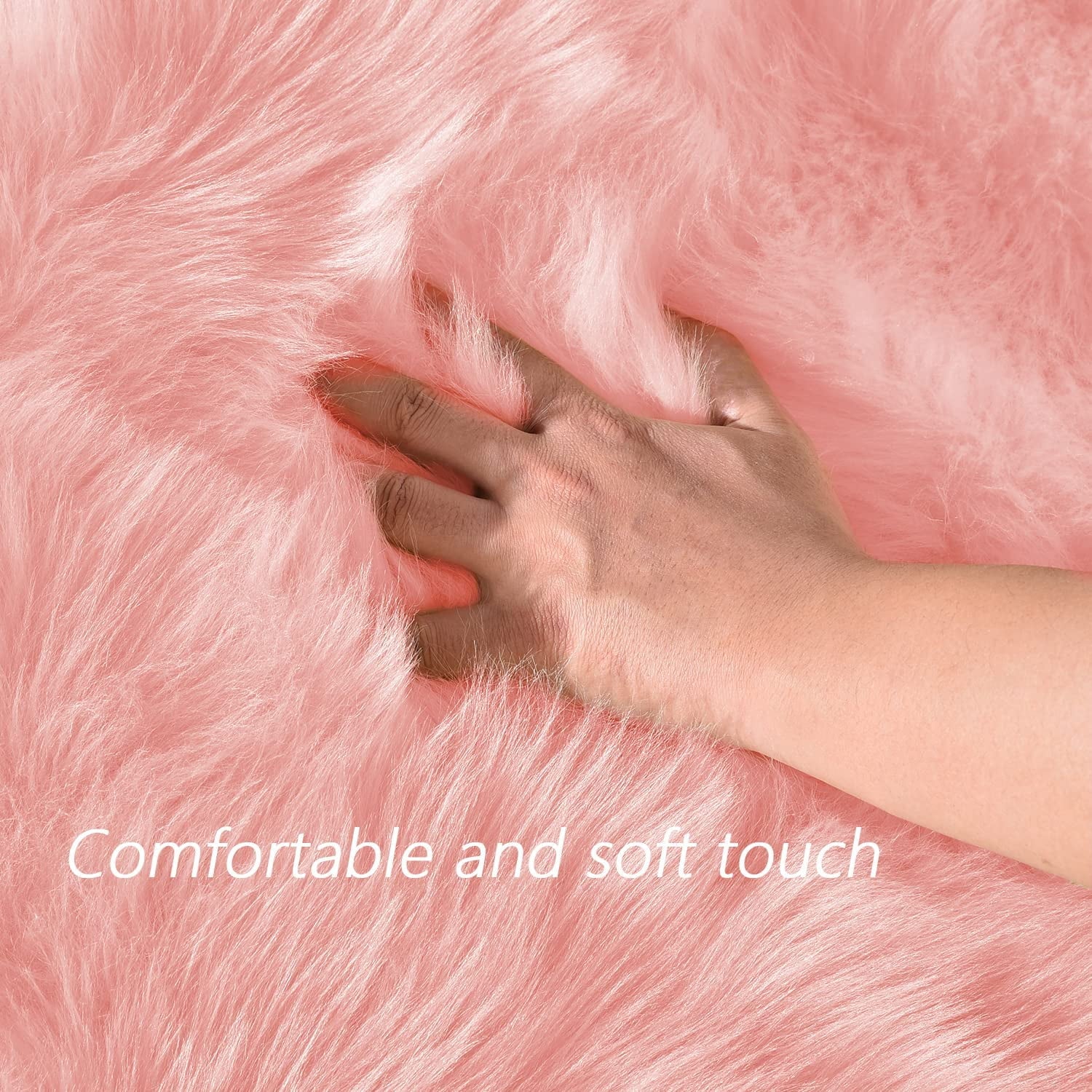 Fur Rug 3X5, Faux Fur Sheepskin Rug for Living Room, Fuzzy Rugs for Teen Girls Bedroom, Nursery, Luxury Room Decor, Pink Fur Rug, Rectangle