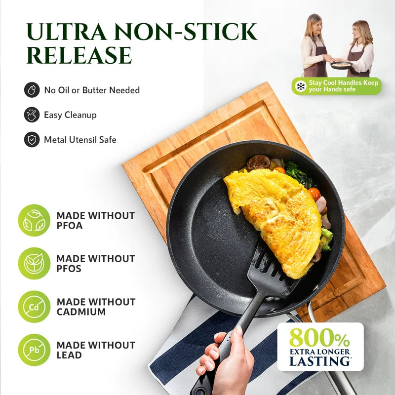 Armor Max 14 Piece Hard Anodized Nonstick Durable Cookware Set, Stay Cool Handles, Oven & Dishwasher Safe
