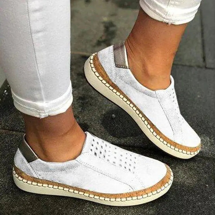 Breathable Flat Sneakers - Casual Athletic Leather Shoes
