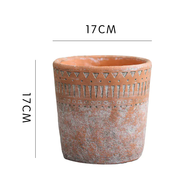 Vintage Red Clay Pot with African Element Design