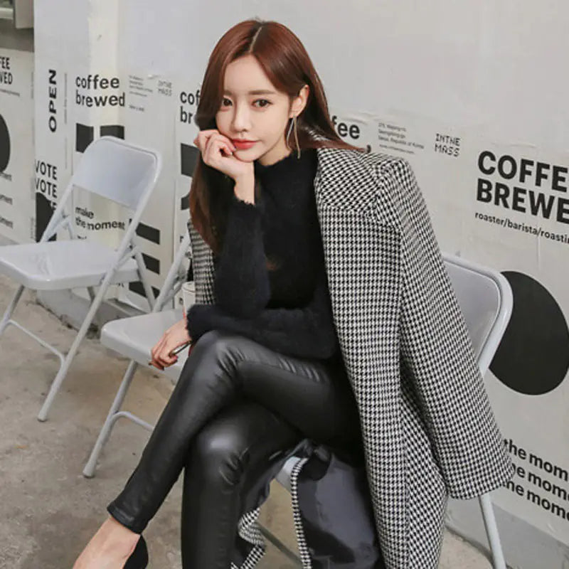 Korean Style Elegant Suit and Woolen Overcoat