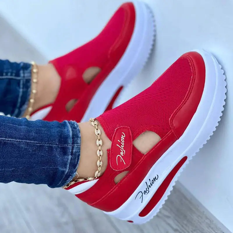 Women's Casual Platform Sneakers - Breathable Mesh Tennis