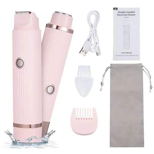 Layhou Layhou Electric Bikini Trimer Shaver for Women，2 in 1 Dual-Head Waterproof Shaver Portable Hair Removal Kit for Bikini Underarm Leg Arm Body Face