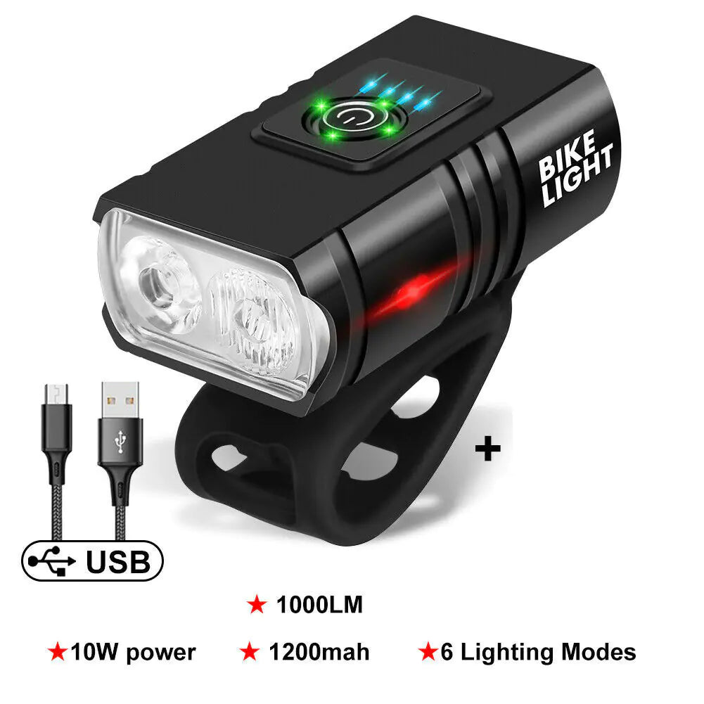 USB Rechargeable Aluminum Bicycle Front Light with Display