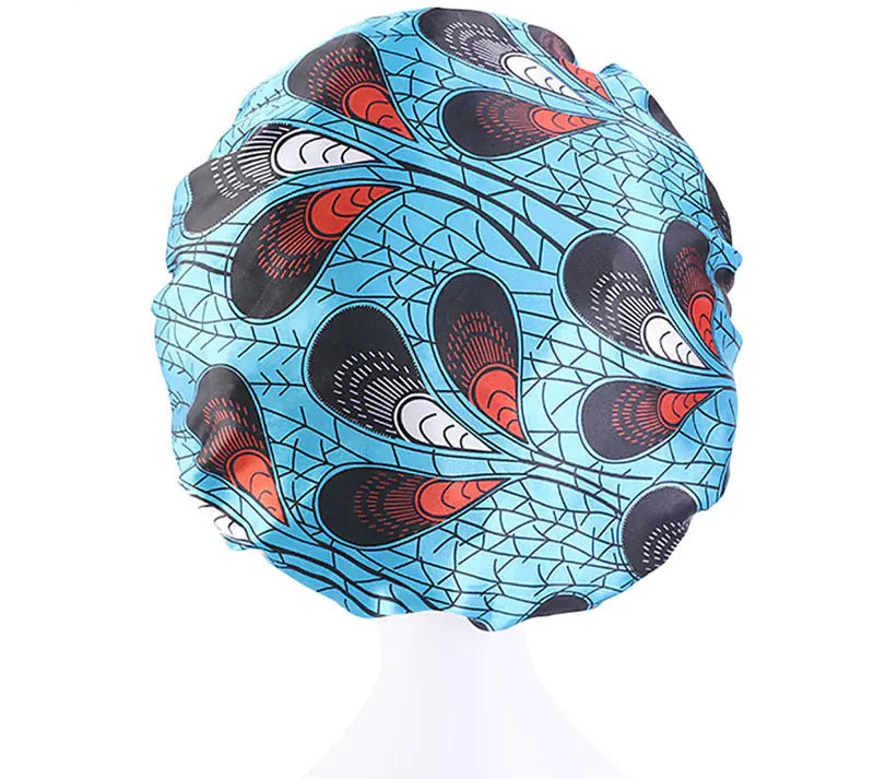 Printed Satin Stretch Nightcap with Wide Brim