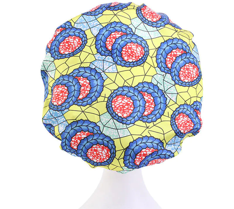Printed Satin Stretch Nightcap with Wide Brim