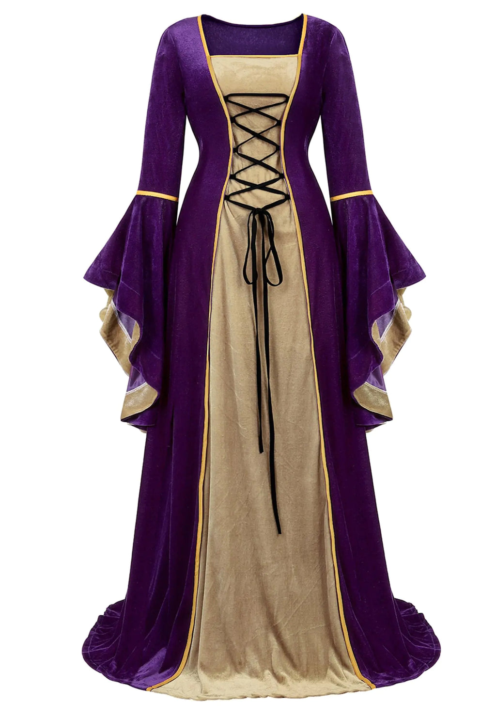 Renaissance Dress Medieval Costume Women Halloween Costumes Midevil Faire Gothic Gown Purple-L