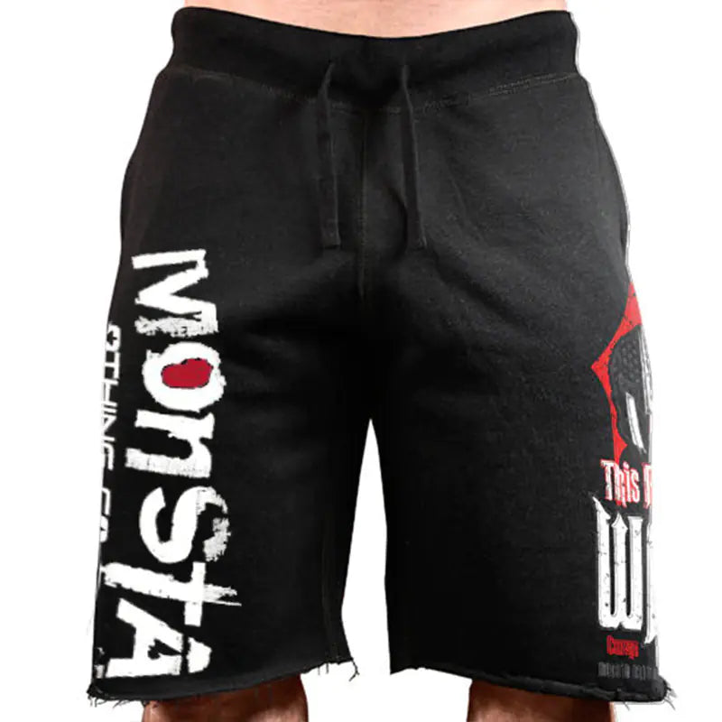 Men's Summer Sports Running Shorts with Drawstring Print