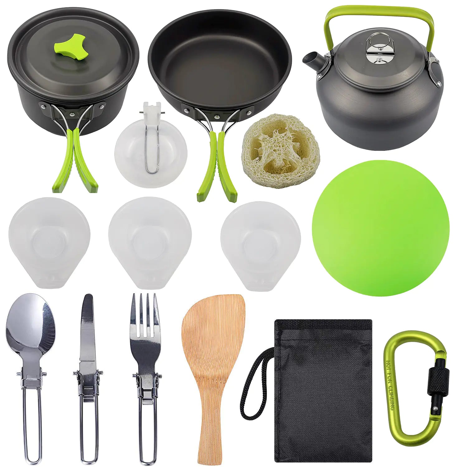 Outdoor Camping Cookware Set with Teapot and Kettle