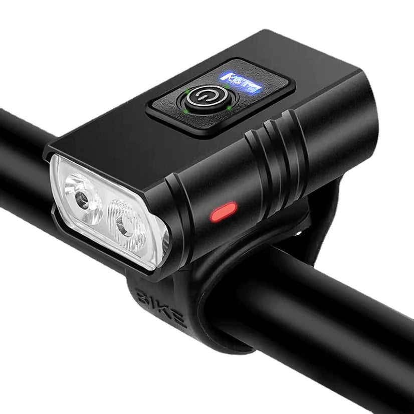 USB Rechargeable Aluminum Bicycle Front Light with Display