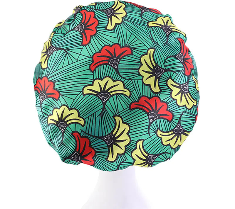 Printed Satin Stretch Nightcap with Wide Brim