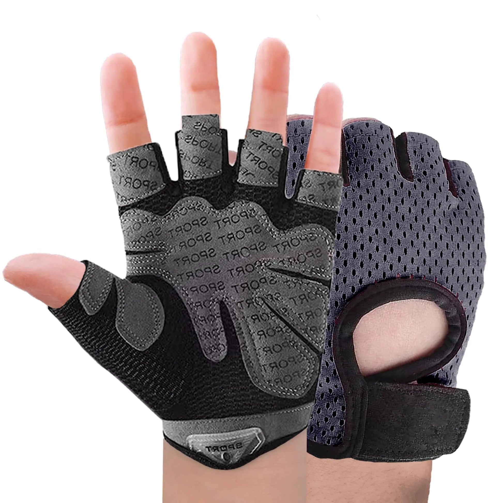 IMAGERIO Workout Gloves for Men and Women Weight Lifting Gloves for Exercise Gloves Fishing Gloves Fingerless Breathable Cycling Gloves Gym Fitness Training Anti-Slip Snug Fit -Gray (L)