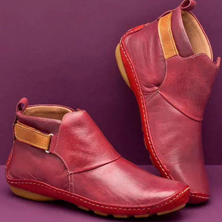 Retro Women's Ankle Boots with Velcro - Large Sizes