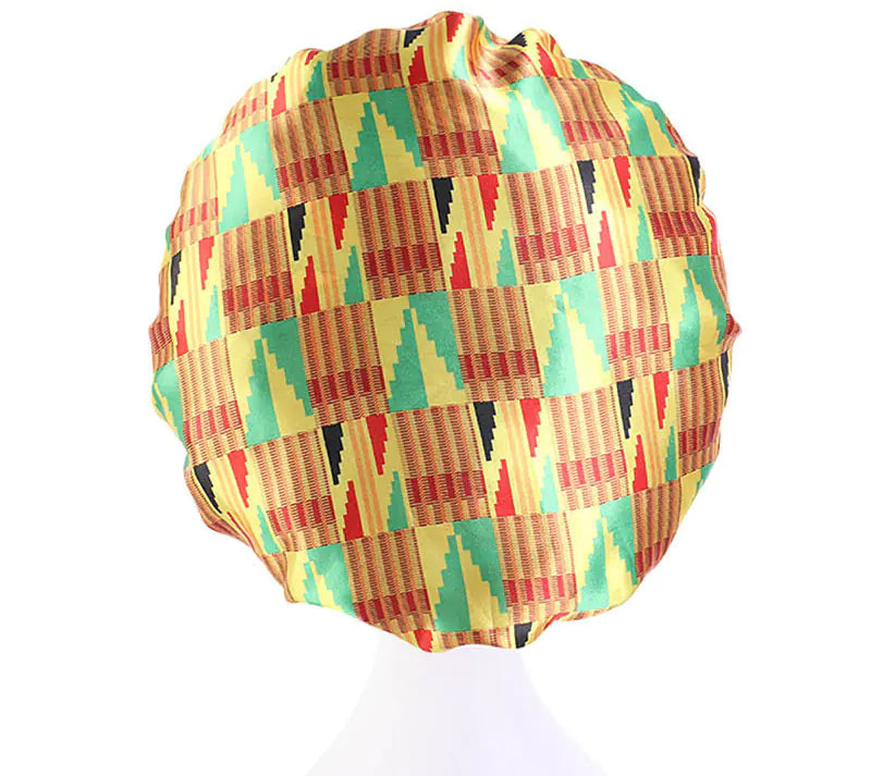 Printed Satin Stretch Nightcap with Wide Brim