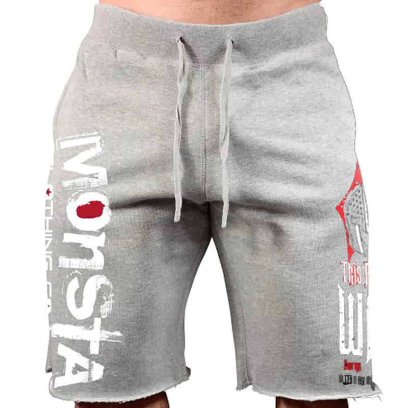 Men's Summer Sports Running Shorts with Drawstring Print