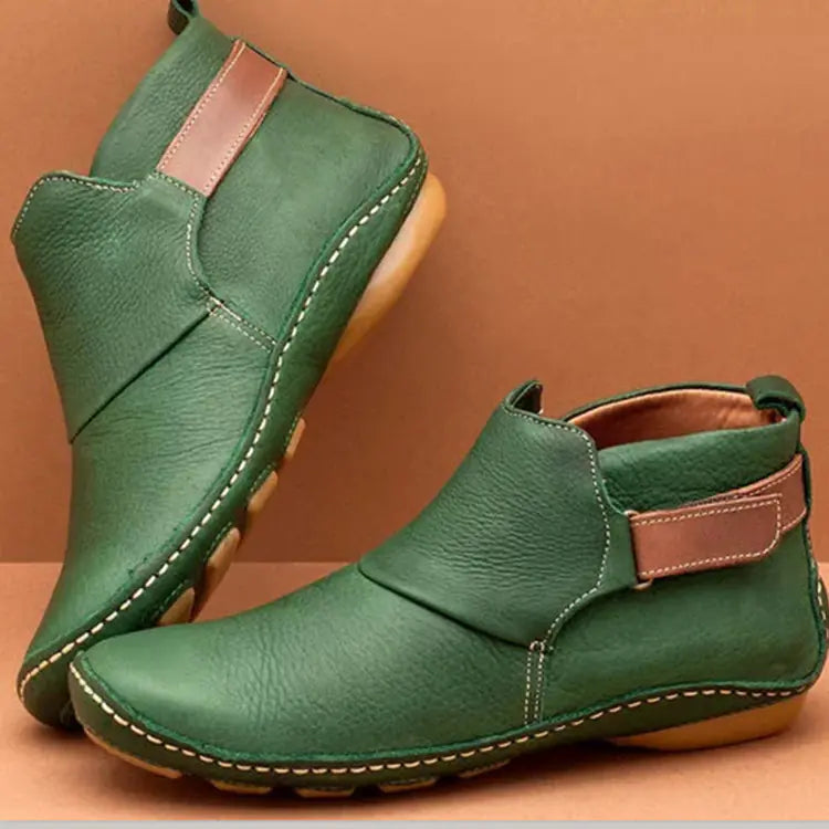 Retro Women's Ankle Boots with Velcro - Large Sizes