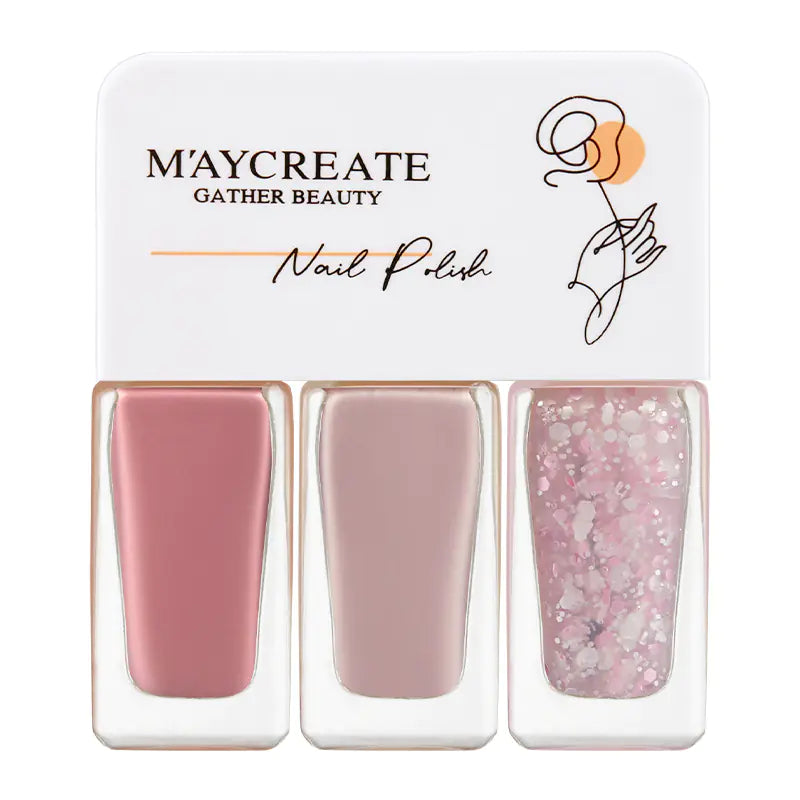 3-Piece Fast-Drying Peelable Nail Polish Set (20 Colors)