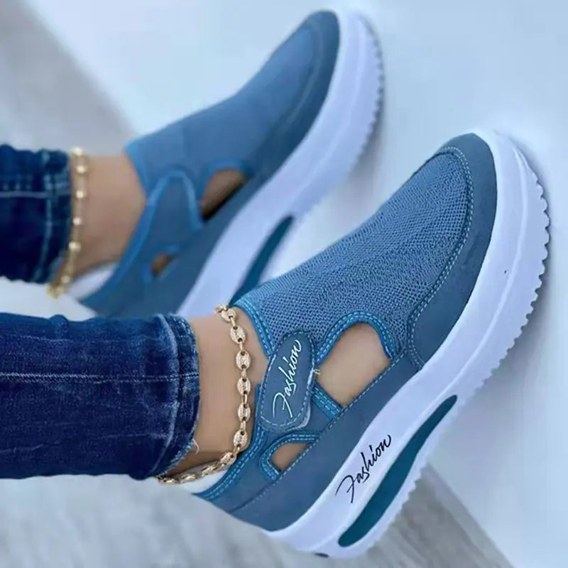 Women's Casual Platform Sneakers - Breathable Mesh Tennis