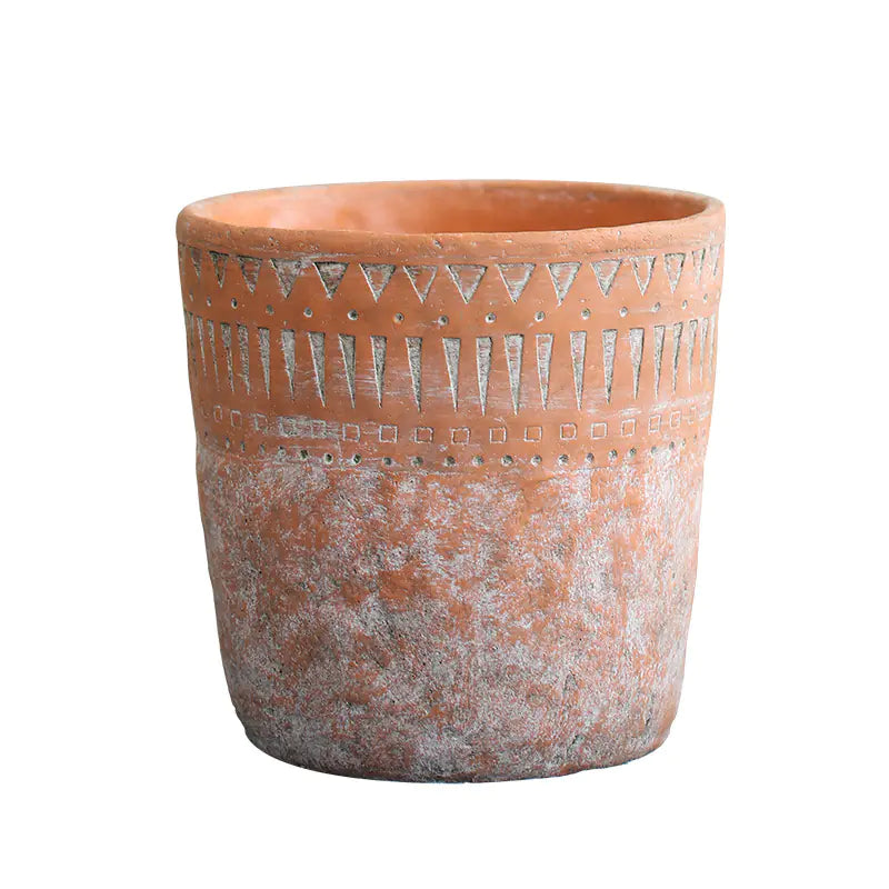 Vintage Red Clay Pot with African Element Design