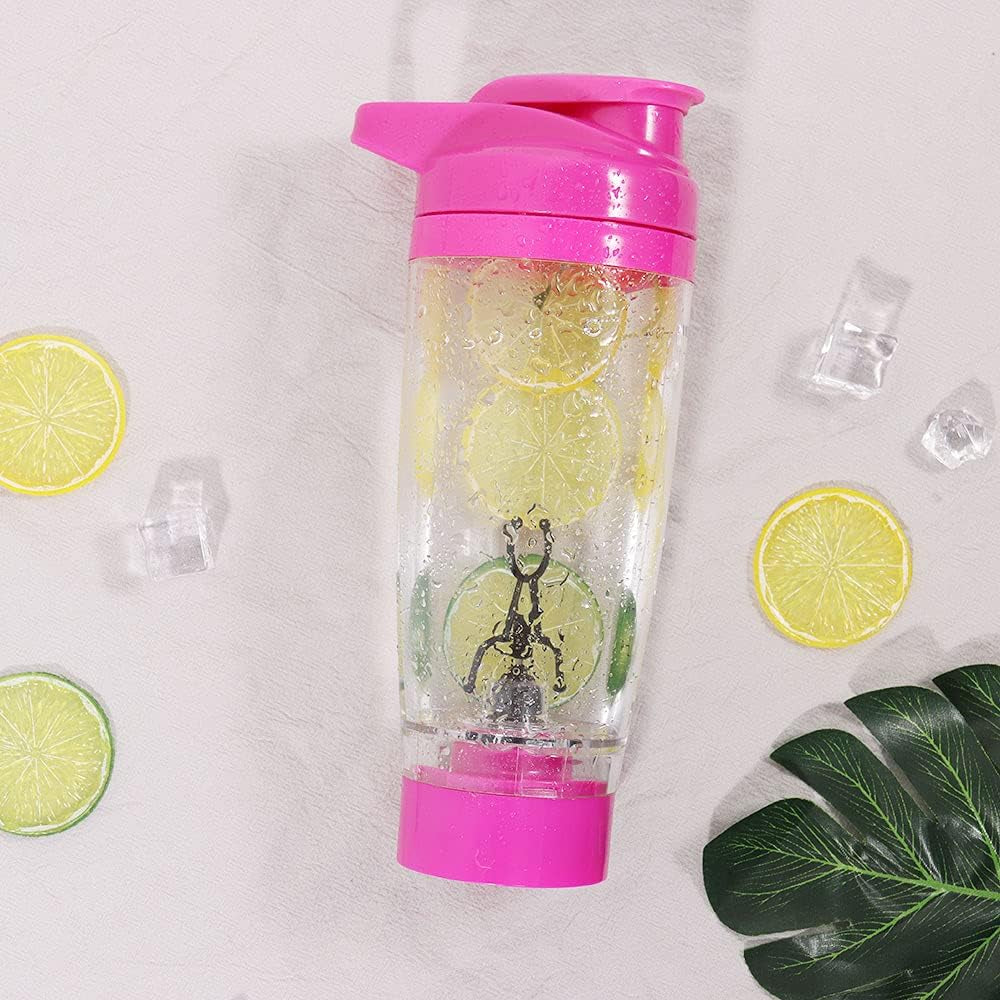 Self Mixing Mug Electric Protein Shaker Bottle, Protein Shaker Cup, 25 Oz High-Torque Battery-Powered Blender Shake Bottle,Portable,Self-Stirring Mug for Various Powder (Pink)