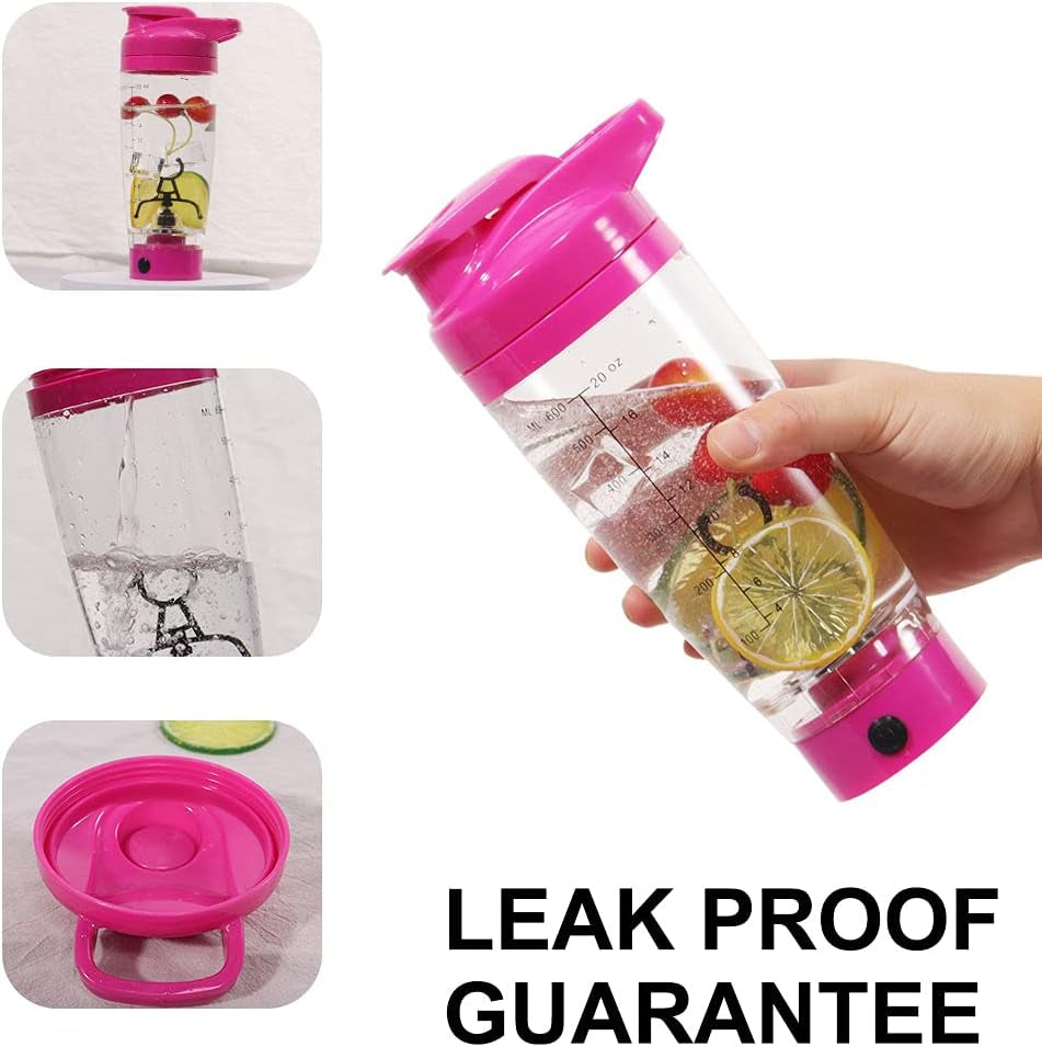 Self Mixing Mug Electric Protein Shaker Bottle, Protein Shaker Cup, 25 Oz High-Torque Battery-Powered Blender Shake Bottle,Portable,Self-Stirring Mug for Various Powder (Pink)