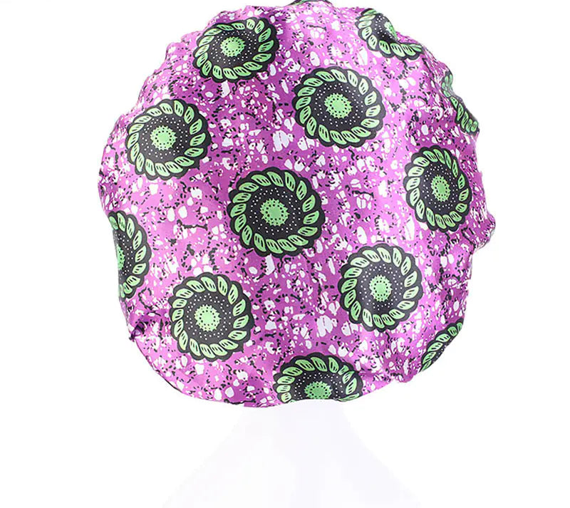 Printed Satin Stretch Nightcap with Wide Brim