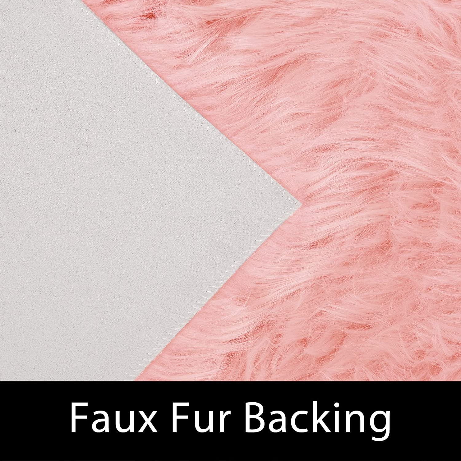 Fur Rug 3X5, Faux Fur Sheepskin Rug for Living Room, Fuzzy Rugs for Teen Girls Bedroom, Nursery, Luxury Room Decor, Pink Fur Rug, Rectangle