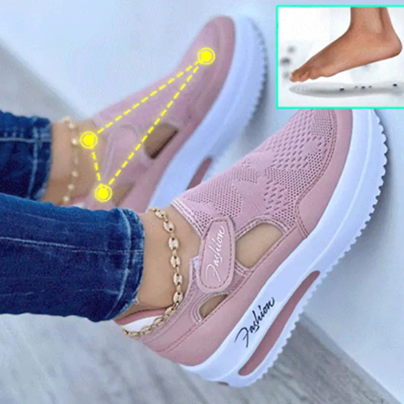 Women's Casual Platform Sneakers - Breathable Mesh Tennis