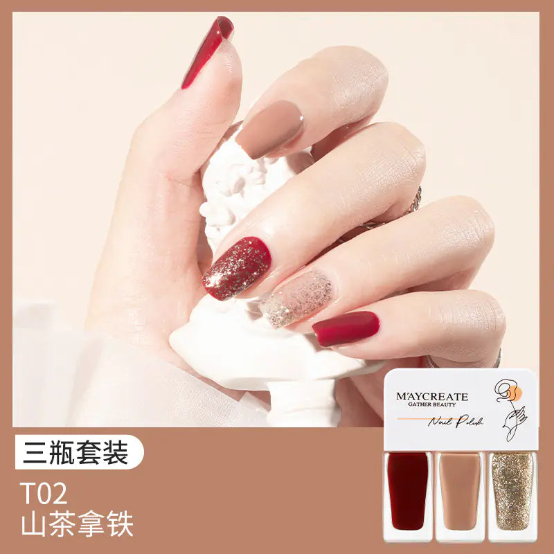 3-Piece Fast-Drying Peelable Nail Polish Set (20 Colors)