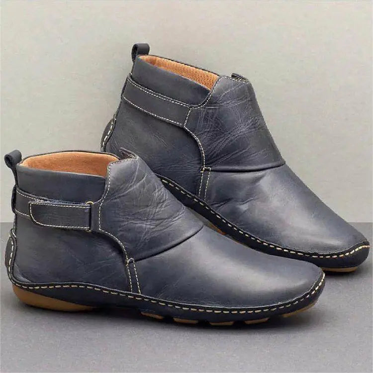 Retro Women's Ankle Boots with Velcro - Large Sizes