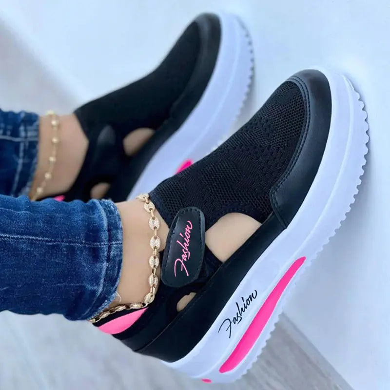 Women's Casual Platform Sneakers - Breathable Mesh Tennis