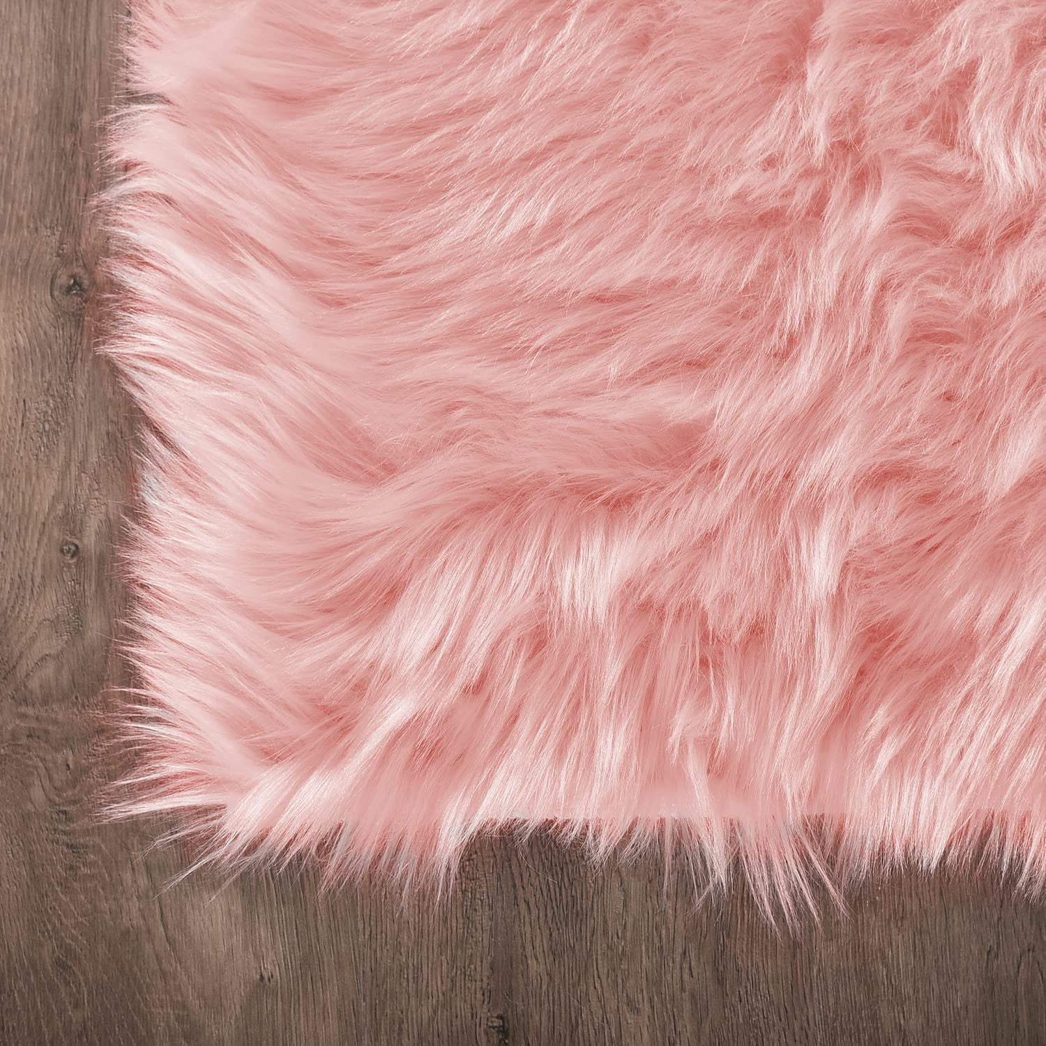 Fur Rug 3X5, Faux Fur Sheepskin Rug for Living Room, Fuzzy Rugs for Teen Girls Bedroom, Nursery, Luxury Room Decor, Pink Fur Rug, Rectangle