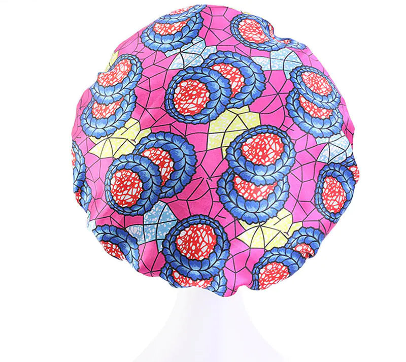 Printed Satin Stretch Nightcap with Wide Brim