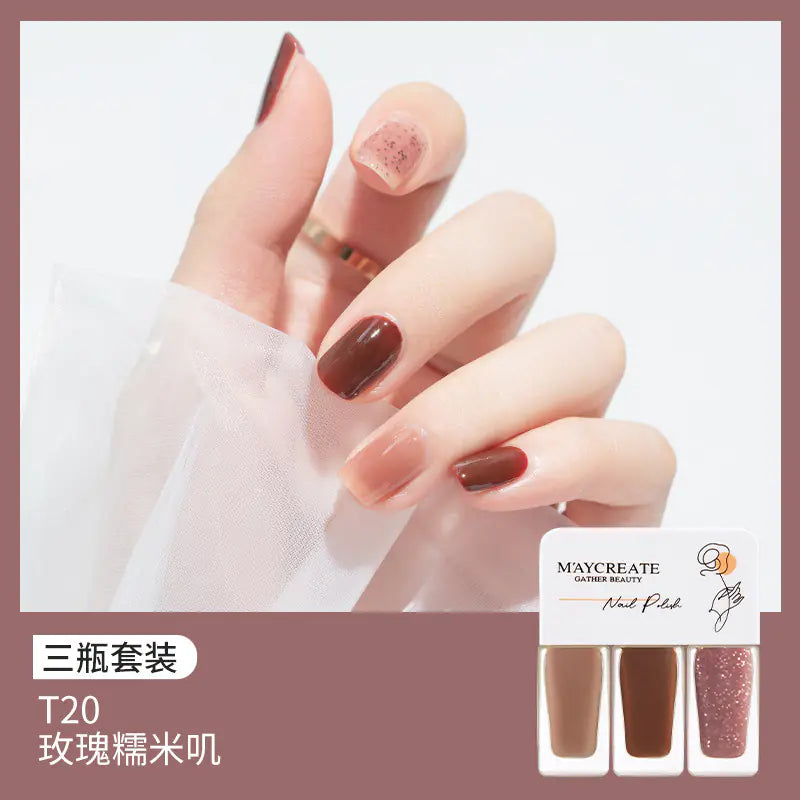 3-Piece Fast-Drying Peelable Nail Polish Set (20 Colors)