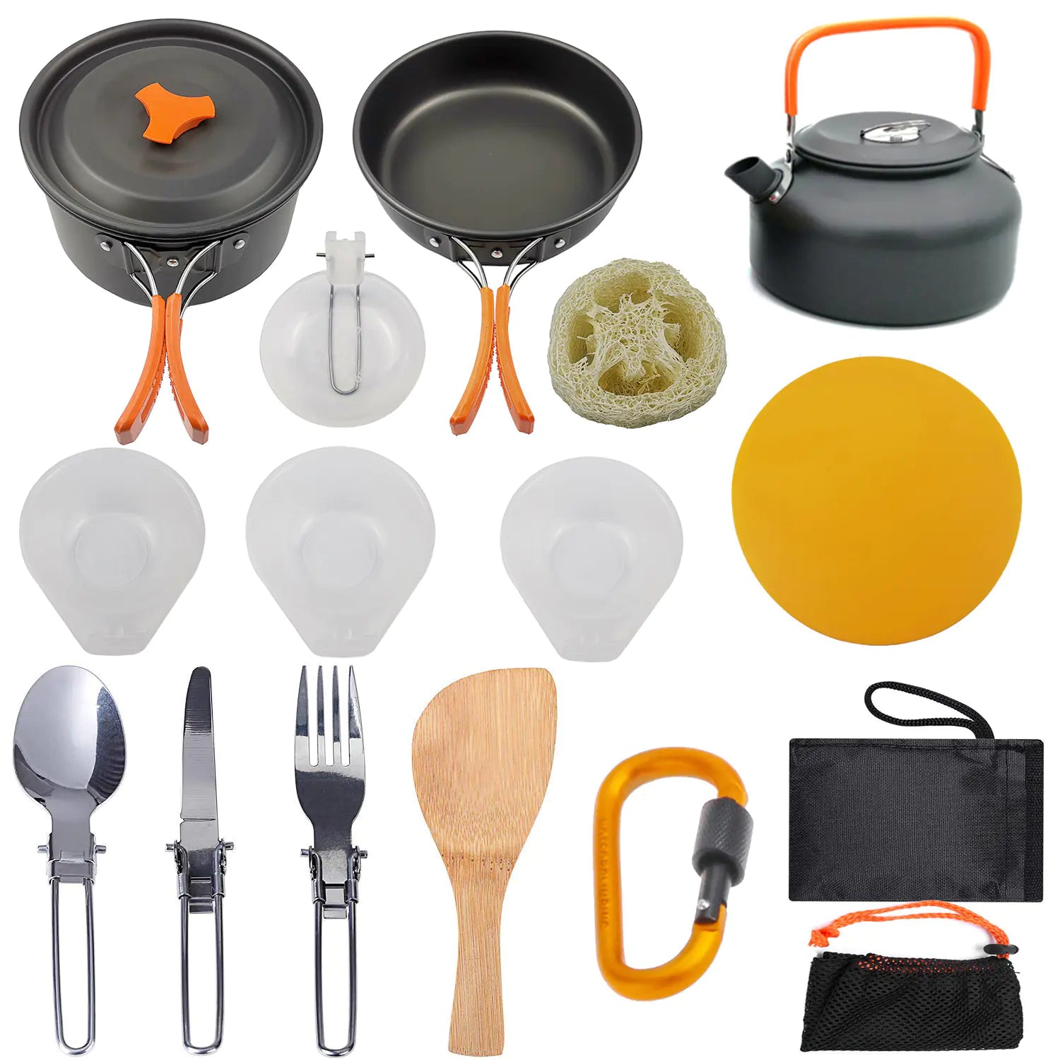 Outdoor Camping Cookware Set with Teapot and Kettle