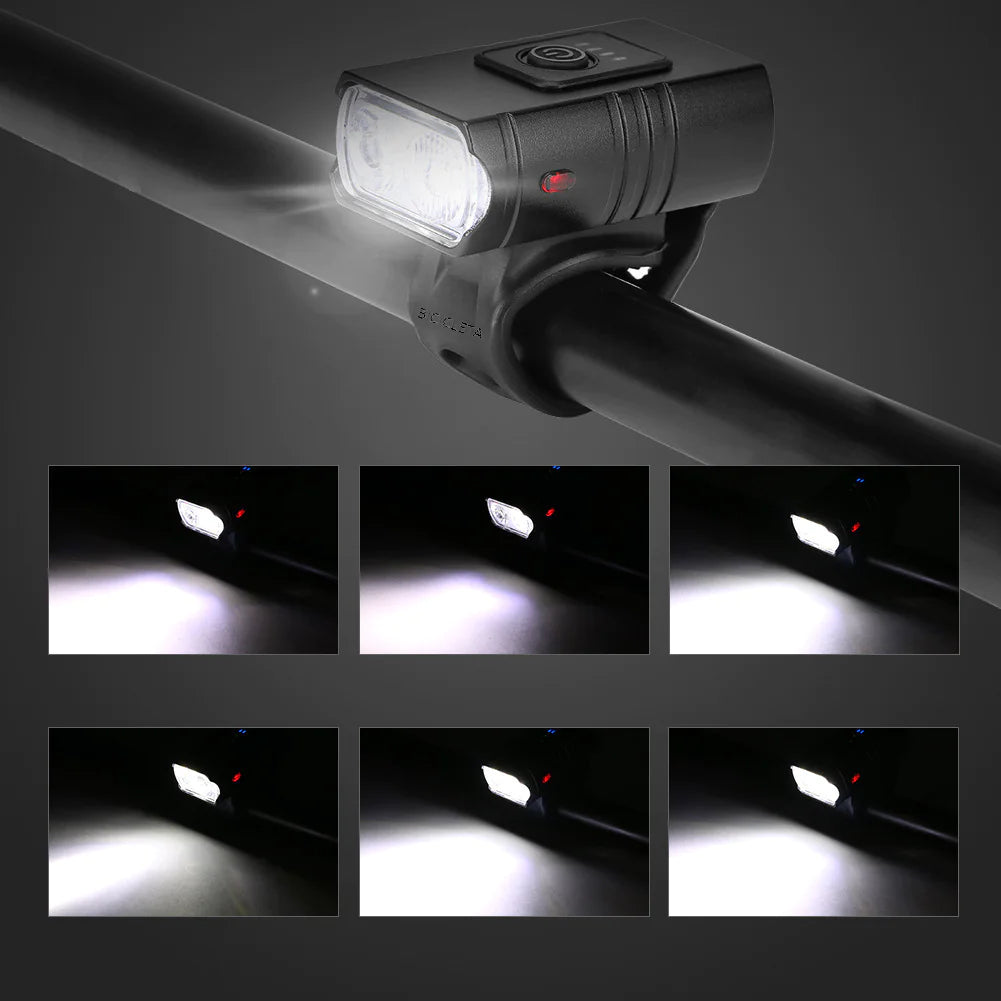 USB Rechargeable Aluminum Bicycle Front Light with Display