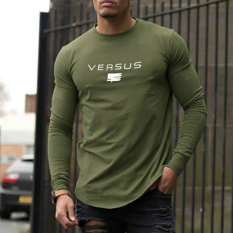 Men's Long Sleeve Fitness T-Shirt - Casual & Stylish