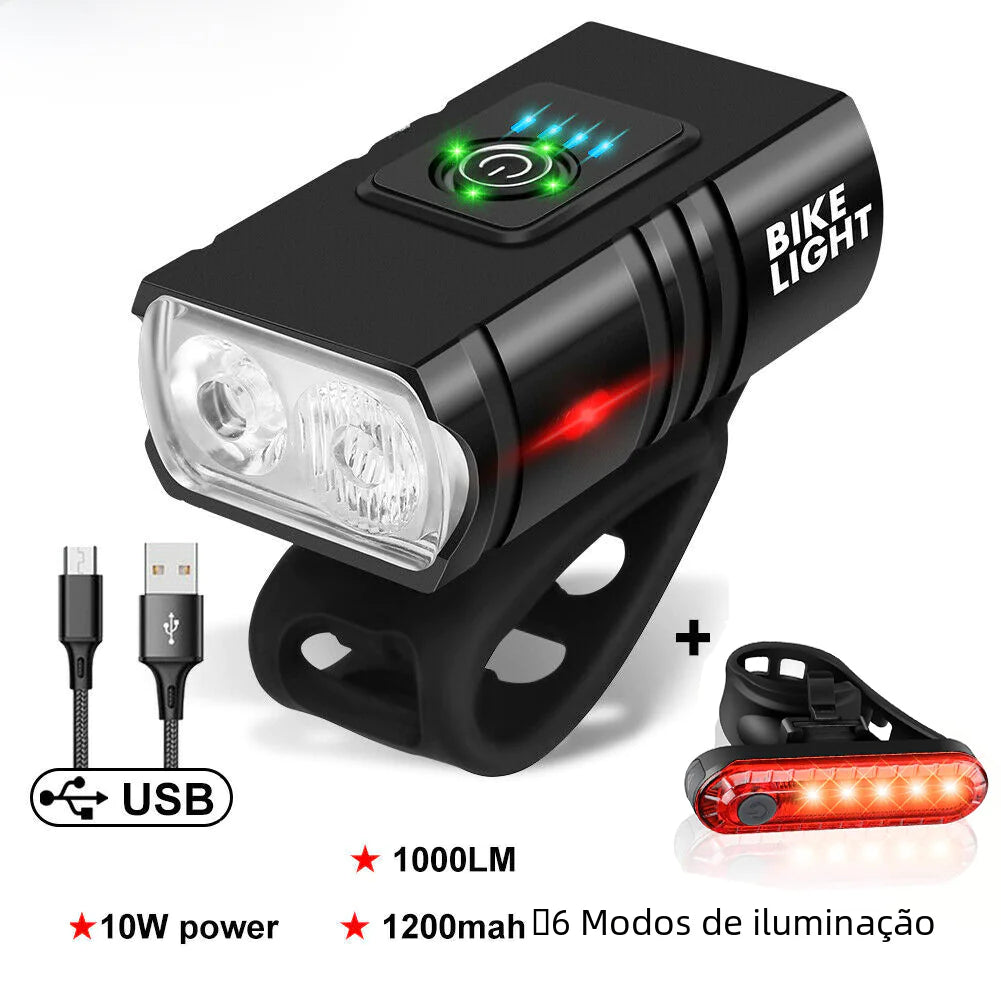 USB Rechargeable Aluminum Bicycle Front Light with Display