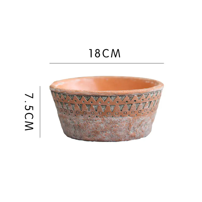 Vintage Red Clay Pot with African Element Design