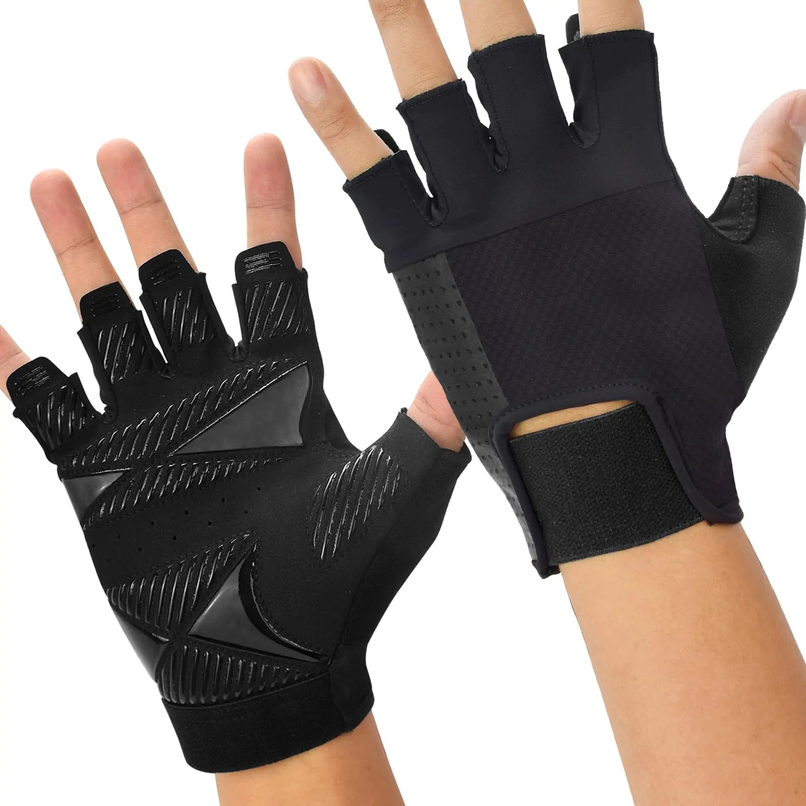 Padded Workout Gloves for Men and Women Fingerless Weight Lifting Gloves with Excellent Grip Full Palm Protection Gym Gloves Breathable Exercise Gloves for Fitness Cycling Training (Large)…