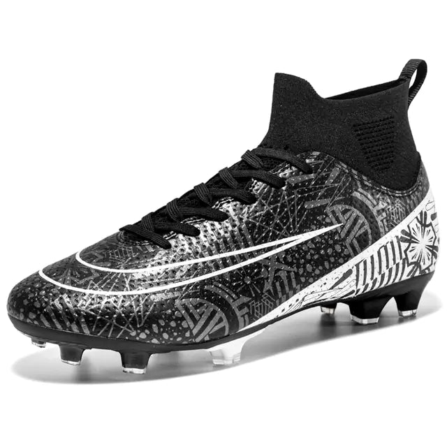 High-Top Men's Football Shoes - Anti-Slip Microfiber