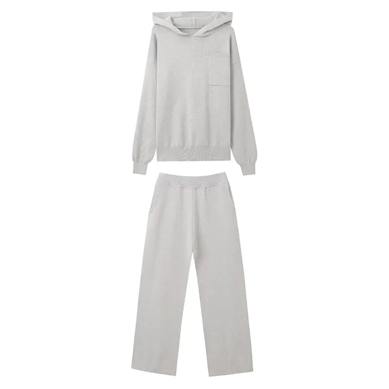 Women's Autumn Winter Loose Wide Leg Pants Set
